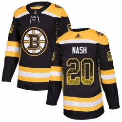 Mens Adidas Boston Bruins 20 Riley Nash Authentic Black Drift Fashion NHL Jersey 