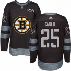 Mens Adidas Boston Bruins 25 Brandon Carlo Authentic Black 1917 2017 100th Anniversary NHL Jersey 