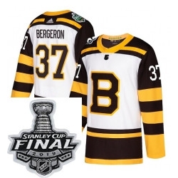 Mens Adidas Boston Bruins 37 Patrice Bergeron Authentic White 2019 Winter Classic NHL Jersey