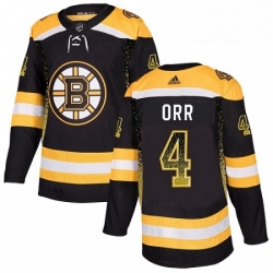 Mens Adidas Boston Bruins 4 Bobby Orr Authentic Black Drift Fashion NHL Jersey 