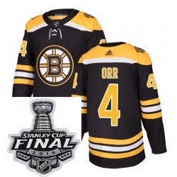 Mens Adidas Boston Bruins 4 Bobby Orr Authentic Black Home NHL Jersey