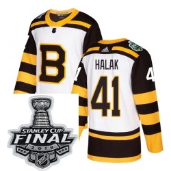 Mens Adidas Boston Bruins 41 Jaroslav Halak Authentic White 2019 Winter Classic NHL Jersey