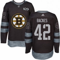 Mens Adidas Boston Bruins 42 David Backes Authentic Black 1917 2017 100th Anniversary NHL Jersey 