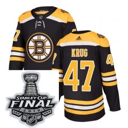 Mens Adidas Boston Bruins 47 Torey Krug Authentic Black Home NHL Jersey