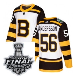 Mens Adidas Boston Bruins 56 Axel Andersson Authentic White 2019 Winter Classic NHL Jersey