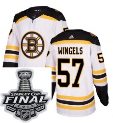 Mens Adidas Boston Bruins 57 Tommy Wingels Authentic White Away NHL Jersey