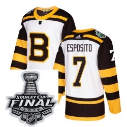 Mens Adidas Boston Bruins 7 Phil Esposito Authentic White 2019 Winter Classic NHL Jersey