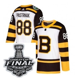 Mens Adidas Boston Bruins 88 David Pastrnak Authentic White 2019 Winter Classic NHL Jersey