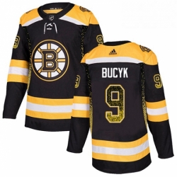 Mens Adidas Boston Bruins 9 Johnny Bucyk Authentic Black Drift Fashion NHL Jersey 