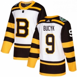 Mens Adidas Boston Bruins 9 Johnny Bucyk Authentic White 2019 Winter Classic NHL Jersey 