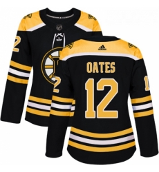 Womens Adidas Boston Bruins 12 Adam Oates Authentic Black Home NHL Jersey 