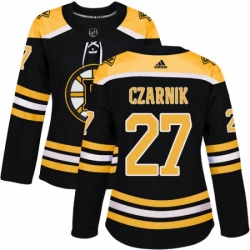 Womens Adidas Boston Bruins 27 Austin Czarnik Premier Black Home NHL Jersey 