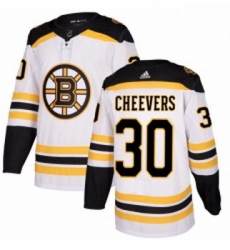 Womens Adidas Boston Bruins 30 Gerry Cheevers Authentic White Away NHL Jersey 