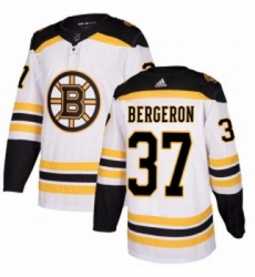 Womens Adidas Boston Bruins 37 Patrice Bergeron Authentic White Away NHL Jersey 