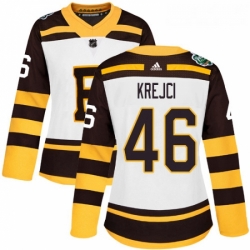 Womens Adidas Boston Bruins 46 David Krejci Authentic White 2019 Winter Classic NHL Jersey 