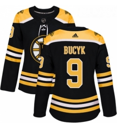 Womens Adidas Boston Bruins 9 Johnny Bucyk Premier Black Home NHL Jersey 