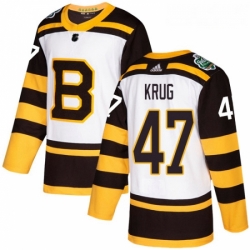 Youth Adidas Boston Bruins 47 Torey Krug Authentic White 2019 Winter Classic NHL Jersey 