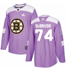 Youth Adidas Boston Bruins 74 Jake DeBrusk Authentic Purple Fights Cancer Practice NHL Jersey 