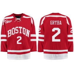 Boston University Terriers BU 2 Eric Gryba Red Stitched Hockey Jersey