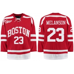 Boston University Terriers BU 23 Drew Melanson Red Stitched Hockey Jersey