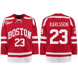 Boston University Terriers BU 23 Jakob Forsbacka Karlsson Red Stitched Hockey Jersey