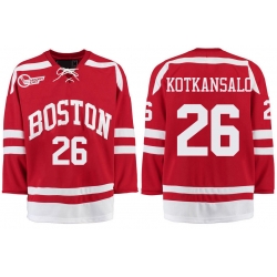 Boston University Terriers BU 26 Kasper Kotkansalo Red Stitched Hockey Jersey