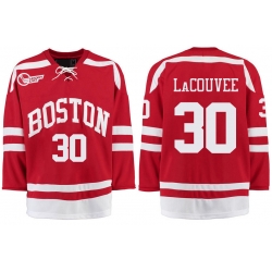 Boston University Terriers BU 30 Connor LaCouvee Red Stitched Hockey Jersey