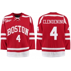 Boston University Terriers BU 4 Adam Clendening Red Stitched Hockey Jersey