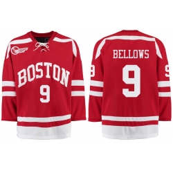 Boston University Terriers BU 9 Kieffer Bellows Red Stitched Hockey Jersey