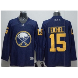 Buffalo Sabres #15 Jack Eichel Navy Blue Denim Stitched NHL Jersey