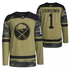 Men Buffalo Sabres 1 Ukko Pekka Luukkonen 2022 Camo Military Appreciation Night Stitched jersey