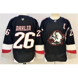 Men Buffalo Sabres  26 Rasmus Dahlin Black 2024 25 Alternate With C Patch Stitched Hockey Jersey