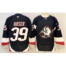 Men Buffalo Sabres  39 Dominik Hasek Black 2024 25 Alternate Stitched Hockey Jersey
