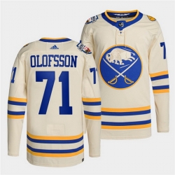 Men Buffalo Sabres 71 Victor Olofsson 2022 Cream Heritage Classic Stitched jersey
