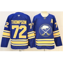Men Buffalo Sabres  72 Tage Thompson Blue 2024 25 With A Patch Stitched Jersey