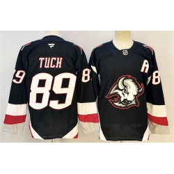 Men Buffalo Sabres  89 Alex Tuch Black 2024 25 With A Patch Alternate Stitched Hockey Jersey