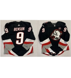 Men Buffalo Sabres 9 Zach Benson Black Alternate Stitched Hockey Jersey