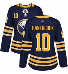 Womens Adidas Buffalo Sabres 10 Dale Hawerchuk Authentic Navy Blue Home NHL Jersey 