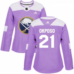 Womens Adidas Buffalo Sabres 21 Kyle Okposo Authentic Purple Fights Cancer Practice NHL Jersey 