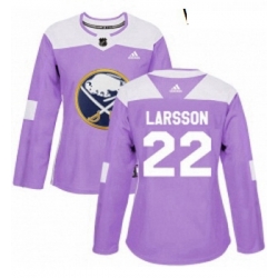 Womens Adidas Buffalo Sabres 22 Johan Larsson Authentic Purple Fights Cancer Practice NHL Jersey 