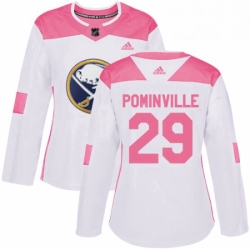 Womens Adidas Buffalo Sabres 29 Jason Pominville Authentic WhitePink Fashion NHL Jersey 