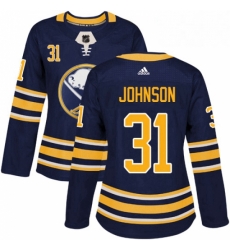 Womens Adidas Buffalo Sabres 31 Chad Johnson Premier Navy Blue Home NHL Jersey 