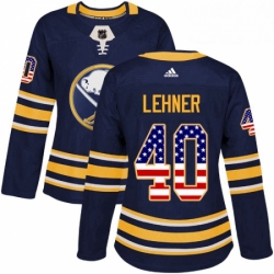 Womens Adidas Buffalo Sabres 40 Robin Lehner Authentic Navy Blue USA Flag Fashion NHL Jersey 