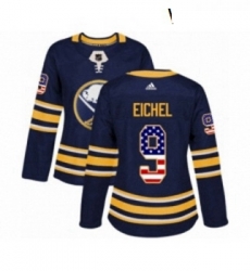 Womens Adidas Buffalo Sabres 9 Jack Eichel Authentic Navy Blue USA Flag Fashion NHL Jersey 