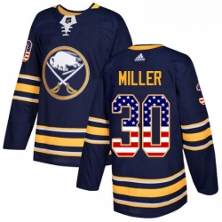 Youth Adidas Buffalo Sabres 30 Ryan Miller Authentic Navy Blue USA Flag Fashion NHL Jersey 