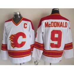 Calgary Flames  #9 Lanny McDonald White CCM Throwback Stitched NHL Jersey