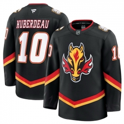 Men Calgary Flames 10 Jonathan Huberdeau Black 2024 25 Alternate Stitched Hockey Jersey