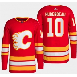 Men Calgary Flames 10 Jonathan Huberdeau Red Stitched Jersey