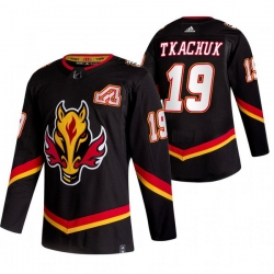 Men Calgary Flames 19 Matthew Tkachuk Black Adidas 2020 21 Reverse Retro Alternate NHL Jersey