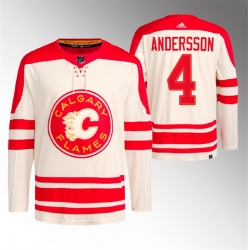 Men Calgary Flames 4 Rasmus Andersson 2023 Cream Classic Primegreen Stitched Jersey